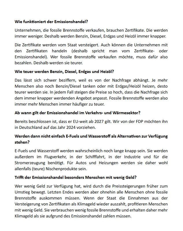 @fdp @Wissing Marktwirtschaftlicher Klimaschutz bedeutet, dass Benzin immer teurer wird.

Dafür sorgen wir mit dem Emissionshandel - spätestens ab 2027.