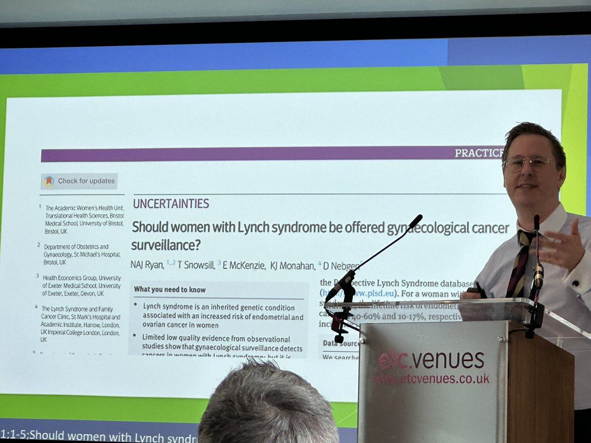 @neilajryan explaining the complexities of trying to offer effective surveillance for gynaecological cancers in those living with #Lynchsyndrome