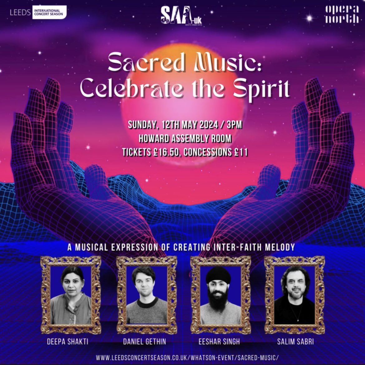 Join the @southasianartuk in the launch of ‘Sacred Music: Celebrate the Spirit’! Date: Sunday 12th May Location: @Howard_Assembly Get your tickets here 👉 bit.ly/49UA2Fb