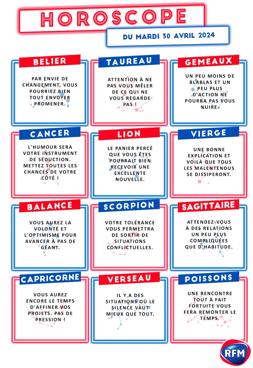 Fidèle à son poste, voici votre #HoroscopeRFM ! 😜 #RFMMatin