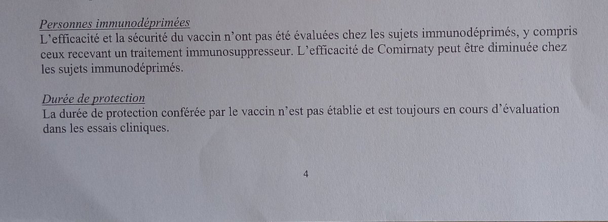 Découverte. L'AMM (autorisation de mise sur le marché) du vaccin c/Covid19 des laboratoires BioNTech/Pfizer ne recommande plus qu'une 'dose unique', sauf chez les immunodéprimés; Tout en précisant que ce produit n'a pas été évalué chez les immunodéprimés. Extraits ci-dessous: