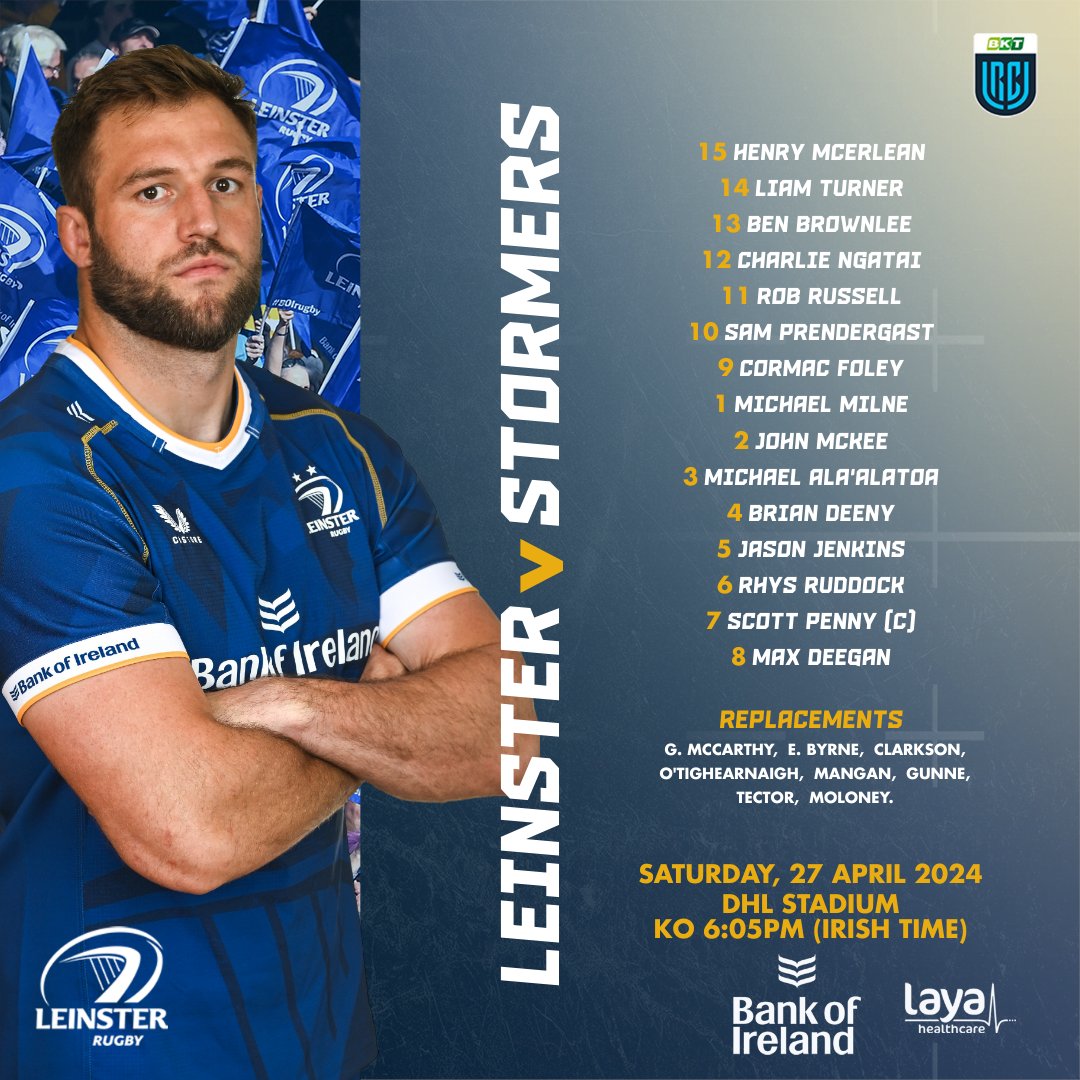 📥 | 𝐓𝐞𝐚𝐦 𝐍𝐞𝐰𝐬 𝐟𝐫𝐨𝐦 𝐓𝐚𝐛𝐥𝐞 𝐌𝐨𝐮𝐧𝐭𝐚𝐢𝐧... Here is the #LeinsterRugby team to face @THESTORMERS tomorrow evening in Cape Town #STOvLEI #FromTheGroundUp