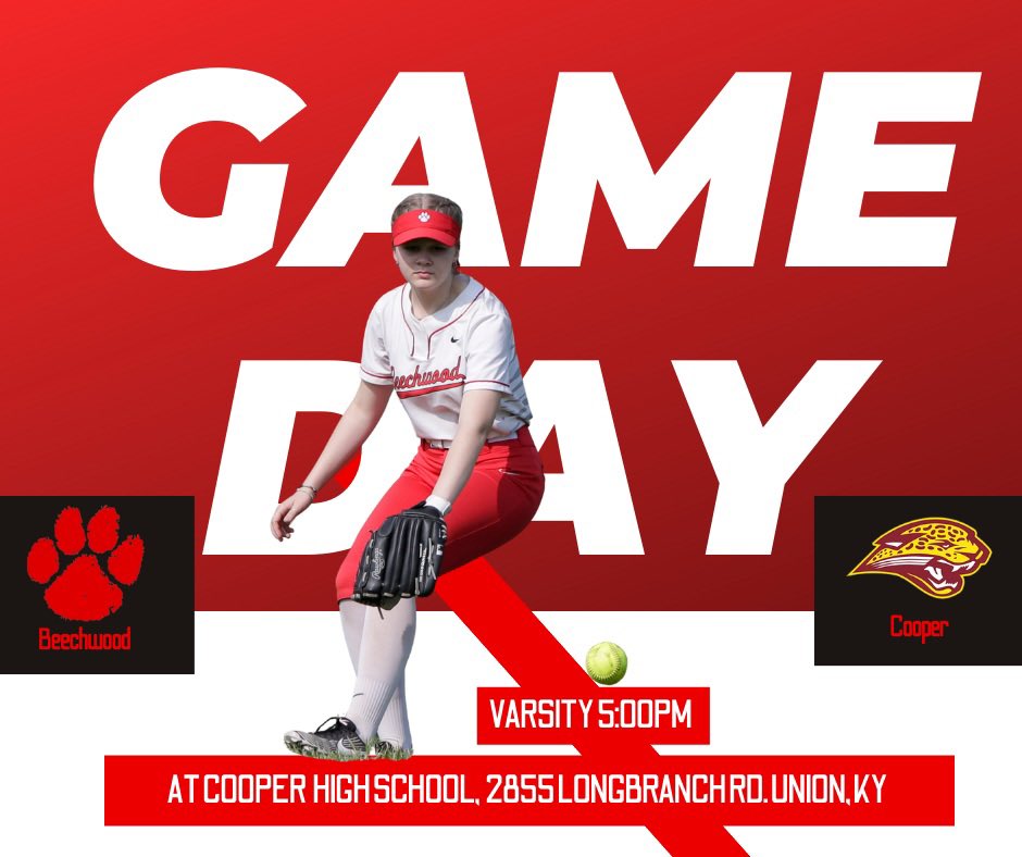 The Tigers are traveling again tonight! 🥎🐅

📍| 2855 Longbranch Rd Union, Ky
🆚| Cooper HS
⏰| Varsity 5:00pm

Enjoy some warm weather and start the weekend by supporting your Tigers! #LetsGoTigers #GoBeechwood #GameDay