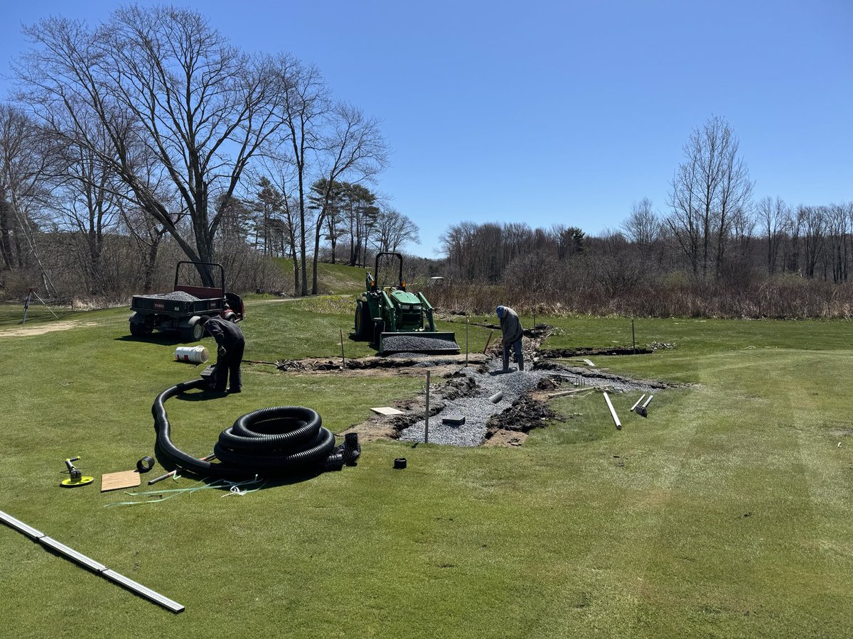 supercncc's tweet image. Installing much needed drainage on 18 fairway