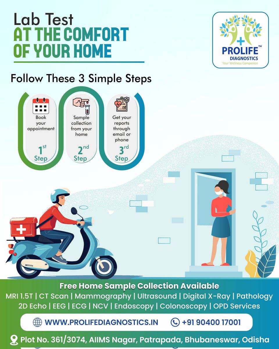 ProlifeBBSR's tweet photo. 🏠 Lab tests made easy from the comfort of your home with Prolife Diagnostics Centre,Bhubaneswar!
Follow these three simple steps to prioritize your health without ever leaving your doorstep.
#freehomesamplecollection #pathologylabs #labtesting #BloodTesting #ProlifeDiagnostics https://t.co/52bzOwwS1R