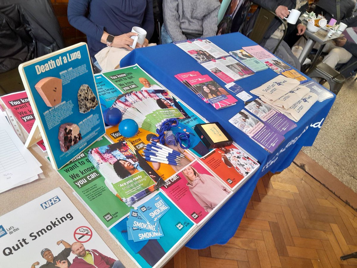 It's been a busy morning so far at our health and wellbeing day at Ace of Clubs . Lots of advice and guidance on stopping smoking and from SE London Mind .