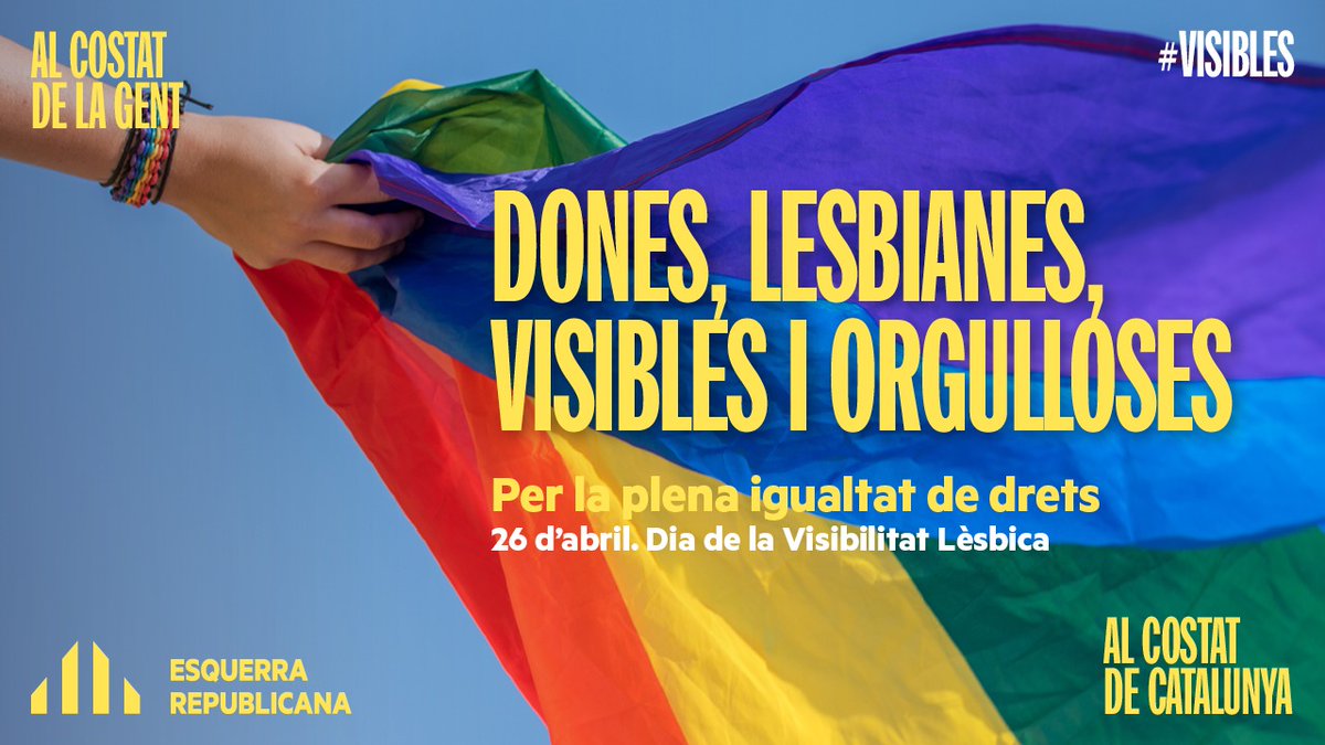 Esquerra_ERC's tweet photo. Avui, 26 d'abril, és el dia de la visibilitat lèsbica 🌈

✊ Treballem incansablement per una #República on la lesbofòbia no hi tingui cabuda! https://t.co/kfGjlcAnAa