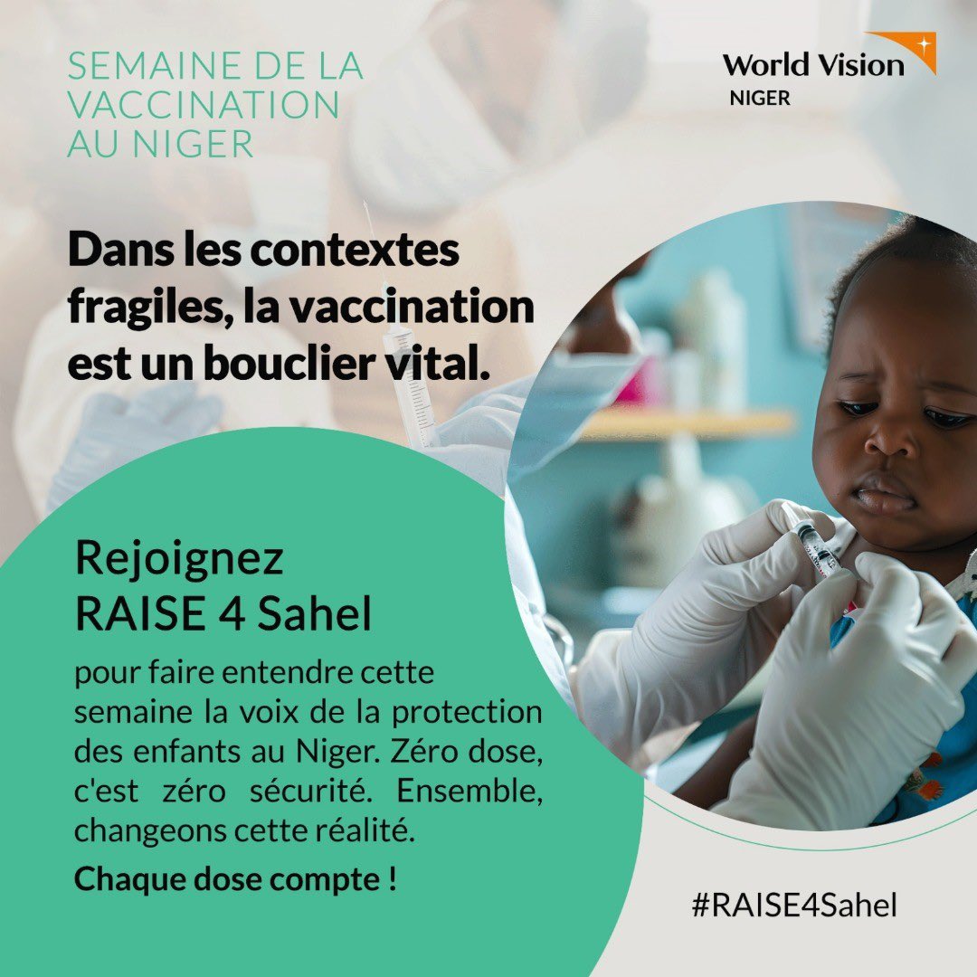 WorldVisionNe's tweet photo. #WorldVisionNe par #RAISE4Sahel plaise pour la protection des enfants au Niger pour changer la réalité dés zéro dose qui est une insécurité permanente pour les enfants.
#Gavi
#LallianceDuVaccin
#SemaineDeLaVaccination https://t.co/qhH8XYwAGO