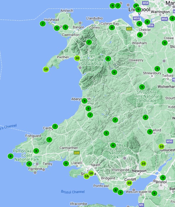 Mixed fortunes this morning! Cloudy in the south with light rain in Haverfordwest, Pembrokeshire. Dry and much brighter in north #Wales, sunshine and cumulus in GreenField, Flintshire. Cooler than average with an E-NE breeze. Only 6C in Libanus and 10C in Cardiff.