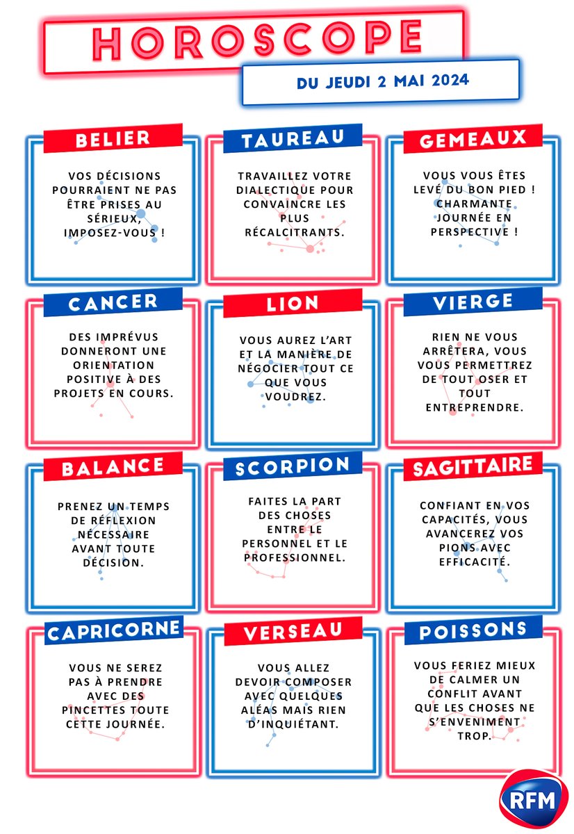 Bonjour !!! 😆 Vous l'attendiez ? 🤔 Votre #HoroscopeRFM est là ! 😋 #RFMMatin