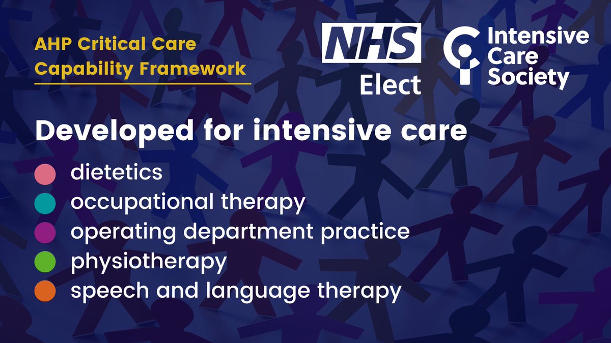 The framework highlights the experience, expertise & contributions of 5 AHP professions in critical care and works across 6 levels of practice. It provides visible opportunities for career progression and learning and education bit.ly/AHPFramework (2/4)
