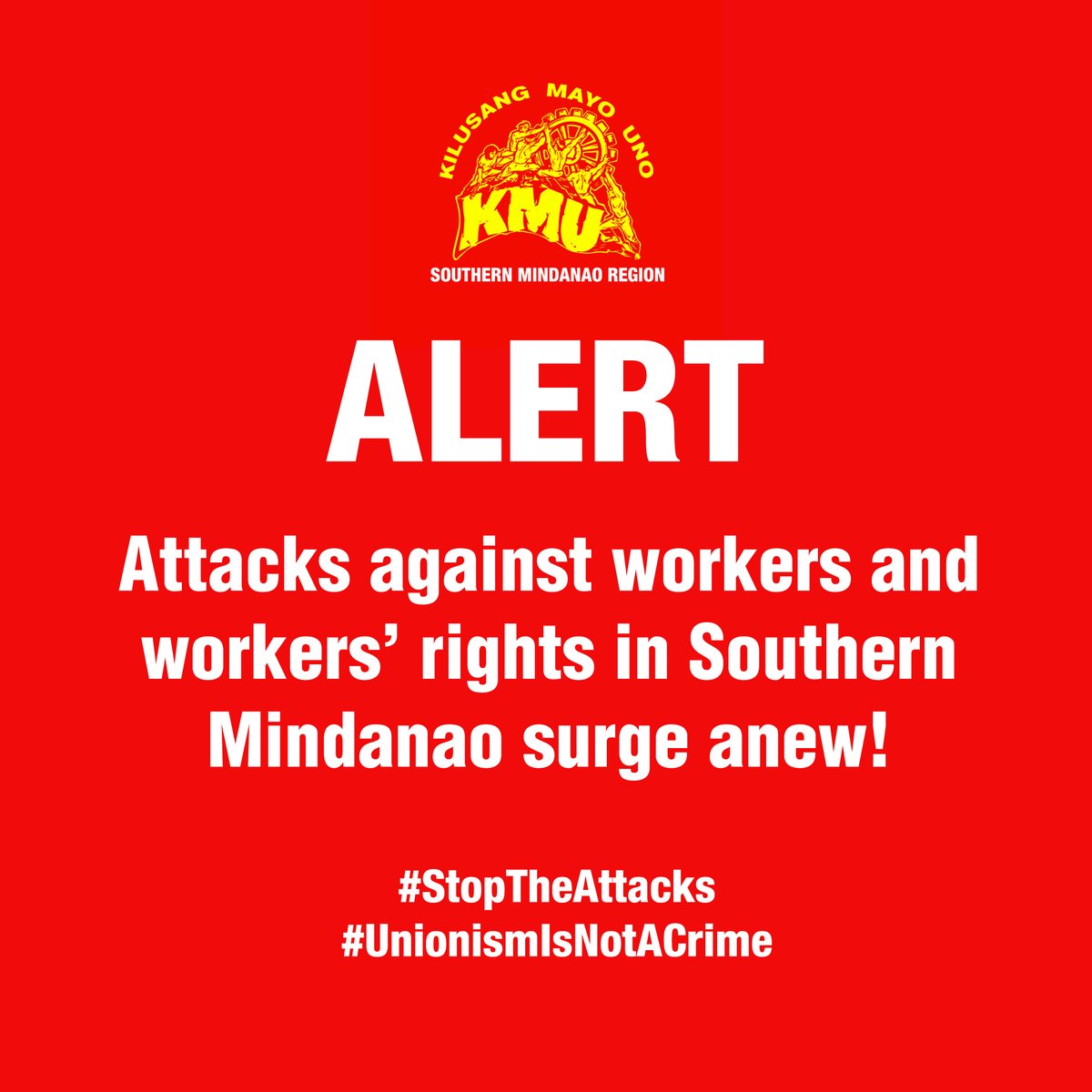 ALERT: This week, attacks against workers and workers' rights in Southern Mindanao surge anew! 🧵

#StopTheAttacks #UnionismIsNotACrime