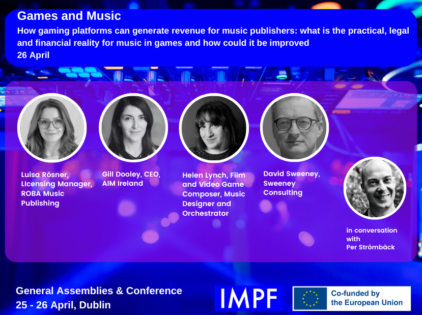 @IMPForum final panel on Games and Music at the General Assemblies in Dublin this morning. #GeneralAssemblies #Dublin #impf_member #music #publishers #CreativeEurope @europe_creative @robamusic @aim_ireland