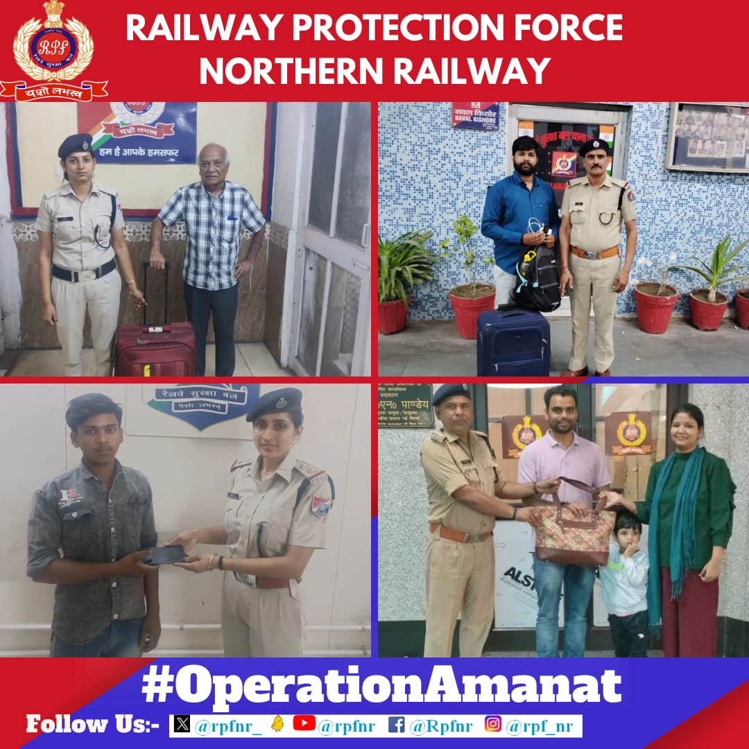 We value your valuables Under #OperationAmanat #RPF NR located unclaimed bags and other valuable articles and returned to their rightful owners. @AshwiniVaishnaw @RailMinIndia @RailwayNorthern @RPF_INDIA