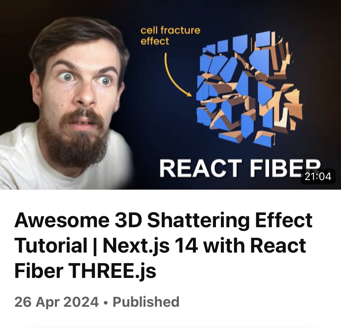 So happy you guys enjoying my THREE.js, react fiber videos 🔥 New video out, let’s make 3D models explode in nextjs. Tutorial here Awesome 3D Shattering Effect Tutorial | Next.js 14 with React Fiber THREE.js youtu.be/hIjUo5NwlPk