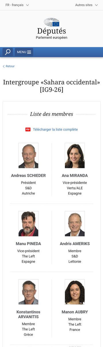 Je vois beaucoup de personnes dire que le Sahara ne figure pas dans le programme de LFI, peut-être, mais au sein du parlement ils œuvrent bien à ce sujet. Manon Aubry fait partie d'un intergroupe pour le Sahara Occidental, qui reflèterait uniquement les positions pro polisario.