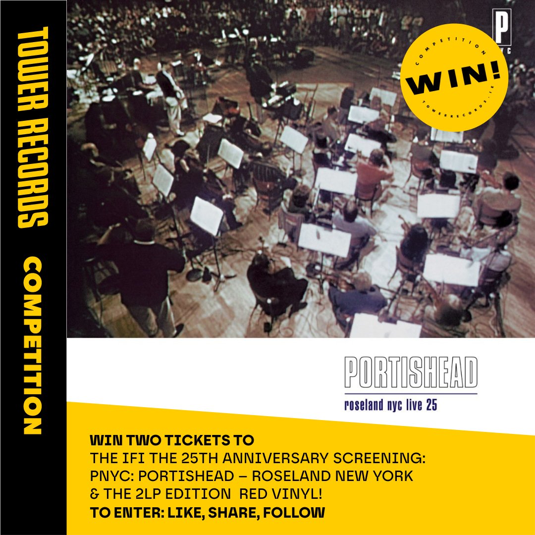 Tower Records Dublin (@towerdublin) on Twitter photo Calling all <a href="/Portisheadinfo/">Official</a> Fans! 
We've teamed up with <a href="/IFI_Dub/">Irish Film Institute</a> to giveaway two tickets to the screening of Roseland NYC Live on 2 May at 18.30 + the newly remastered album on red vinyl for one lucky fan! 
To be in with a chance follow, like + share!
Winner picked on Monday! Calling all <a href="/Portisheadinfo/">Official</a> Fans! 
We've teamed up with <a href="/IFI_Dub/">Irish Film Institute</a> to giveaway two tickets to the screening of Roseland NYC Live on 2 May at 18.30 + the newly remastered album on red vinyl for one lucky fan! 
To be in with a chance follow, like + share!
Winner picked on Monday!