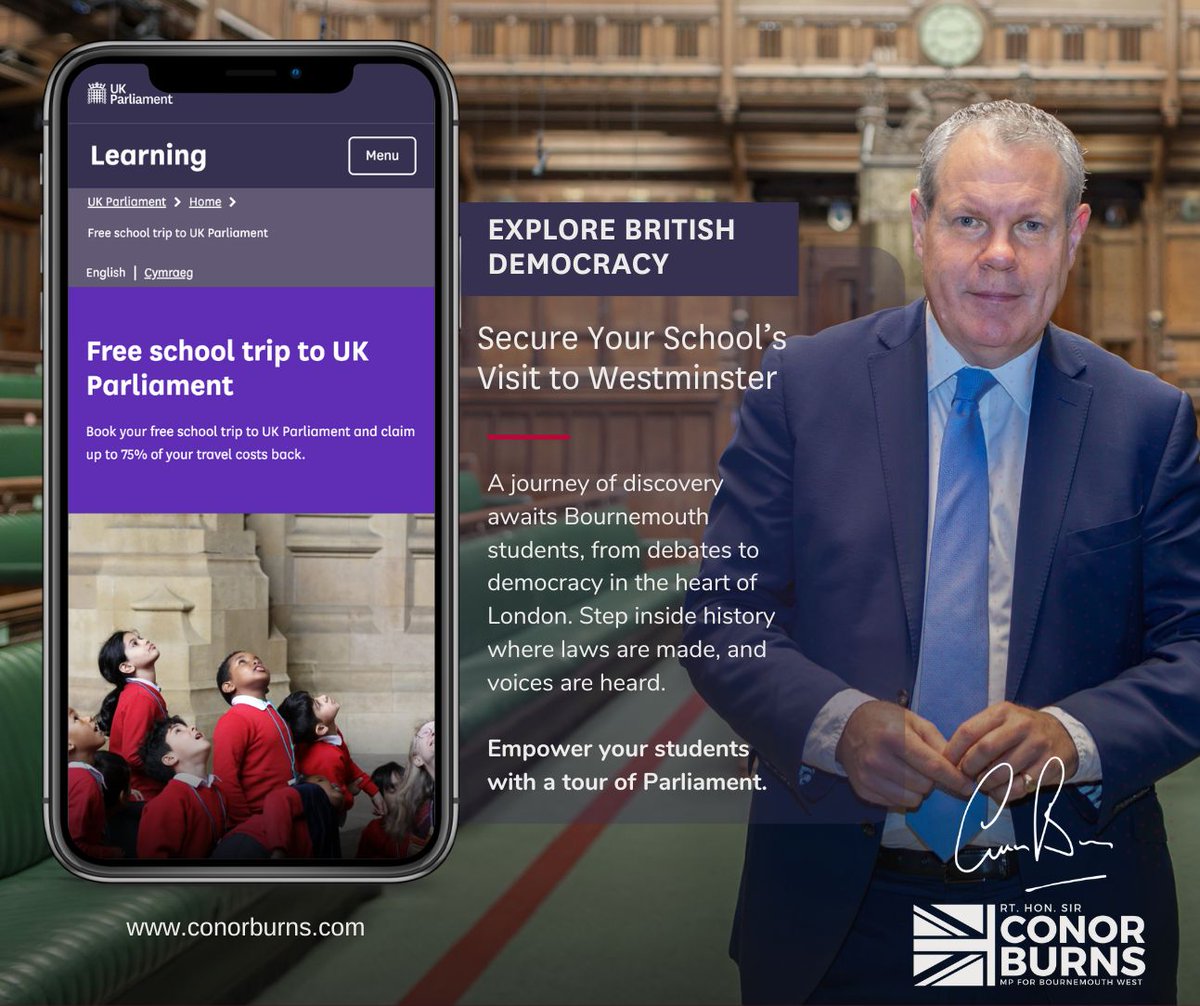🇬🇧 #BournemouthWest Schools, take your students on a journey to the heart of UK democracy with a visit to London. Inspire future leaders and explore the historic Palace of Westminster. 

🔗 Secure your school’s visit now learning.parliament.uk/en/visit-uk-pa… #BritishValues