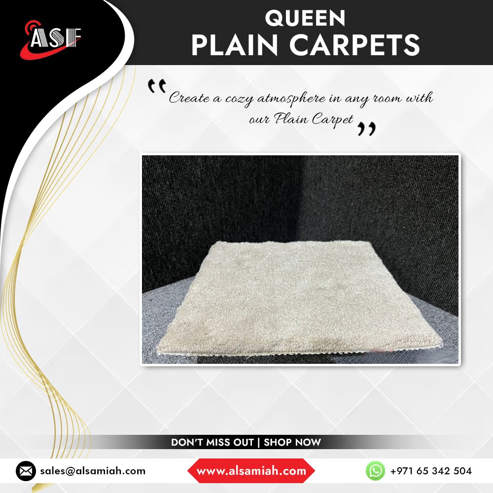 Experience royalty with our Queen plain carpets - the best quality in the market at the lowest price! Hurry, limited stocks available. Upgrade your space with luxury and durability. Don't miss out, shop now! 

Contact: +971 6 534 2504
.
#LuxuryLiving #HomeDecor #LimitedStocks