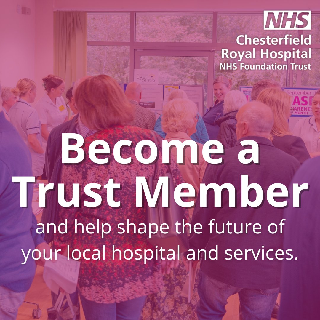 Become a Trust Member and help shape the future of your hospital and services. ✅Receive a monthly update on the latest Trust news and how you can get involved. ✅Vote in elections for your representative Governor. 💻Sign up here: secure.membra.co.uk/Join/Chesterfi…