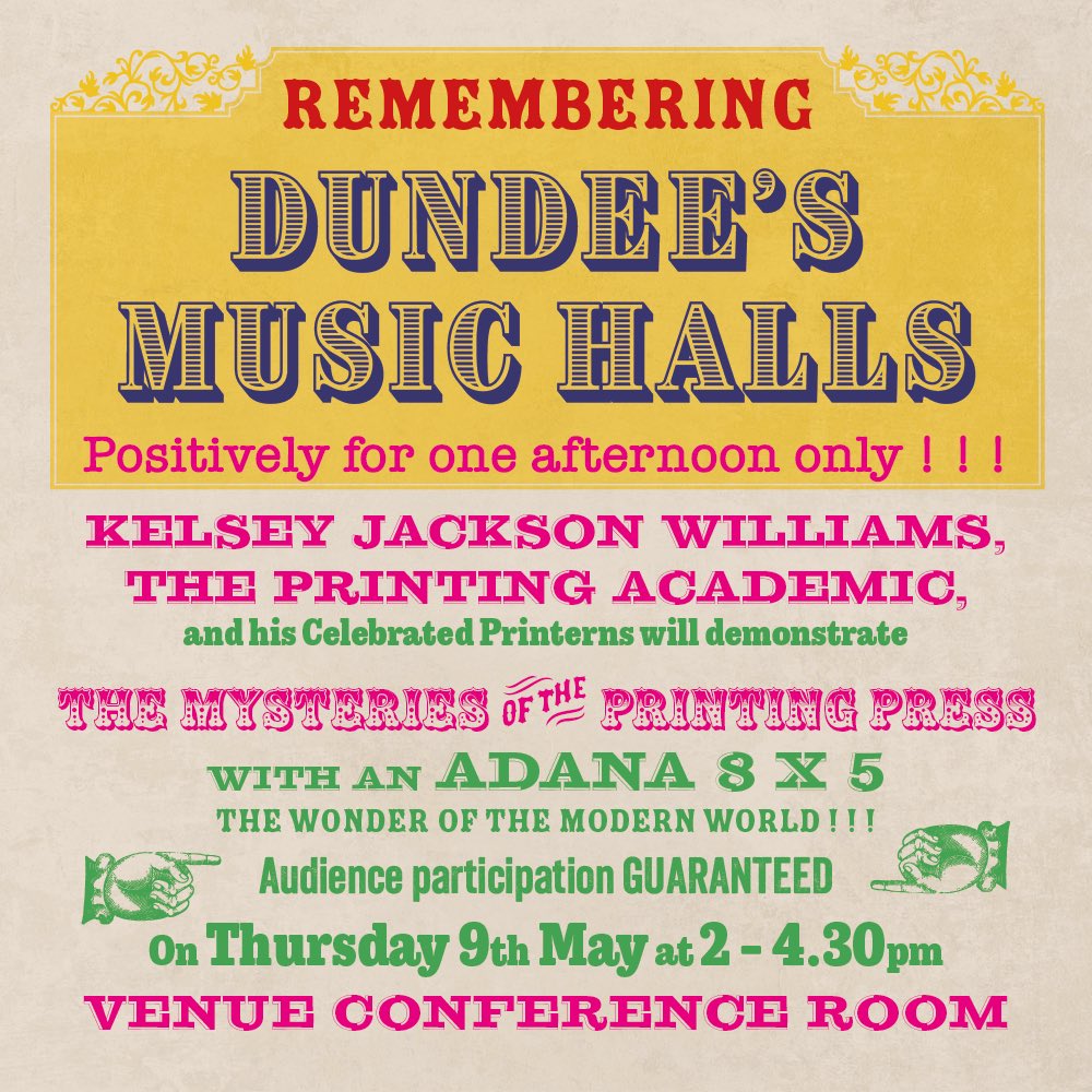 Wonderful opening evening of 'Remembering Dundee's Music Halls'. Many thanks to @YoungAlison4 of @musichallsoc for her excellent ''Art of the Music Hall' talk! Sign up for our next @PathfootPress #musichall themed event! Free but booking essential! 👉 @dundeelibraries @DundeeLH