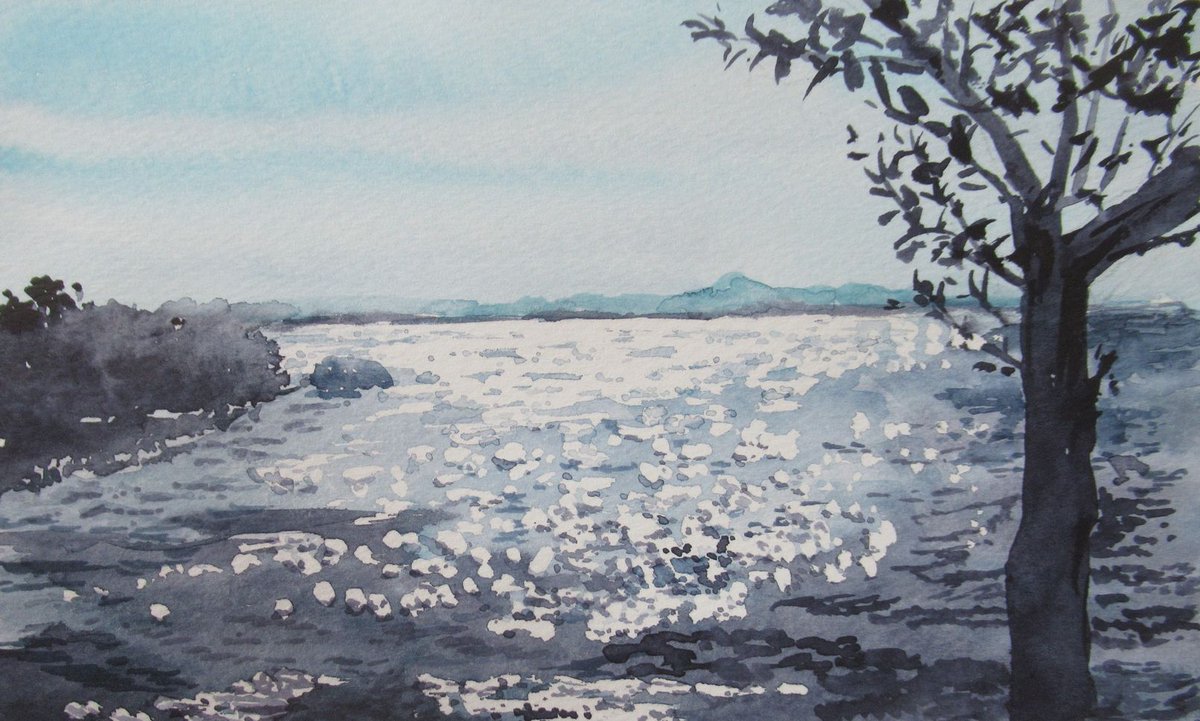 光る海　#水彩画　#watercolorpainting