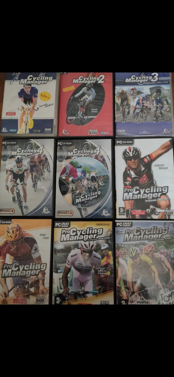 @PCyclingManager @CyanideStudio My spanish collection before Steam (i also have phisically 2010/11/12). I loved PCM 2006 and 2008 was funny. In Steam, It's good 2014 and 2018. 2020 was the last good game...