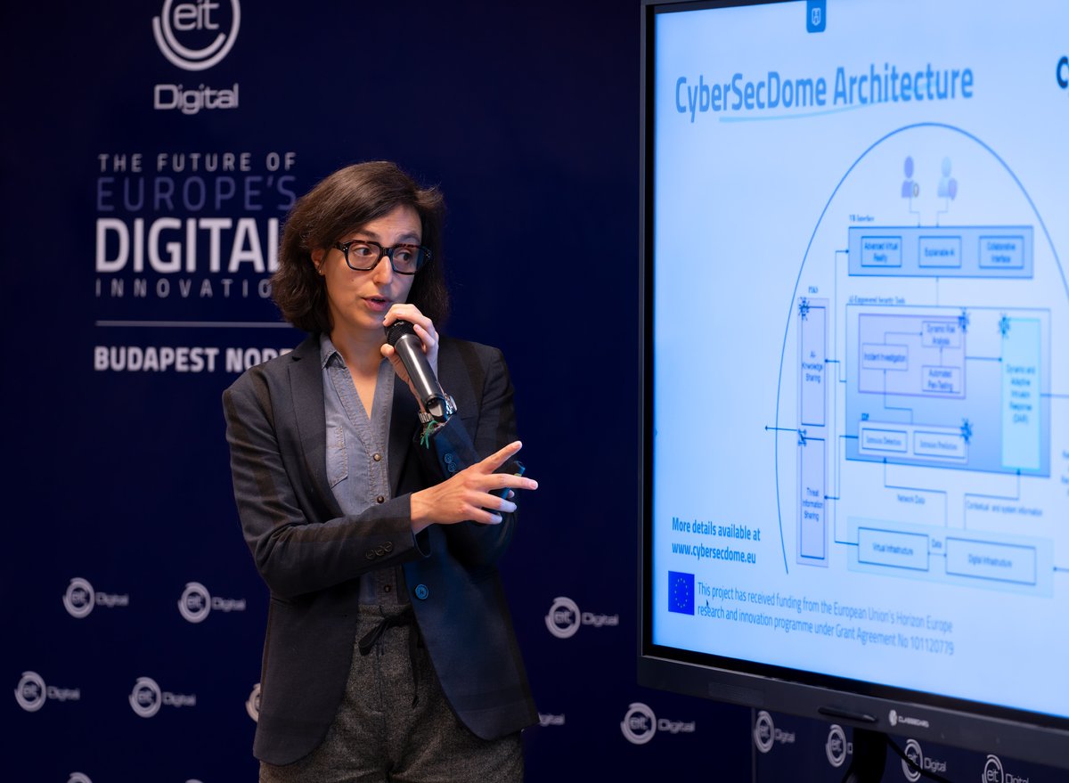 📢 #CyberSecDome was thrilled to be part of the 'Cybersecurity First' #EIT event. It brought together a diverse range of stakeholders to delve into the #Cybersecurity challenges!

 🎙 Mrs. Andaloro, shared insights into #CyberSecDomeEU's vision, architecture, and its  #OpenCall.