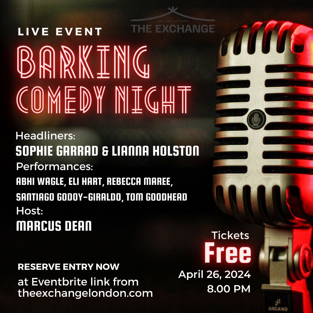 Head to The Exchange at Barking Riverside tonight for an evening of live stand-up comedy along the River Thames. The event promises side-splitting performances from a stellar lineup of up-and-coming comedians. Book your free tickets now: eventbrite.co.uk/e/barking-come…