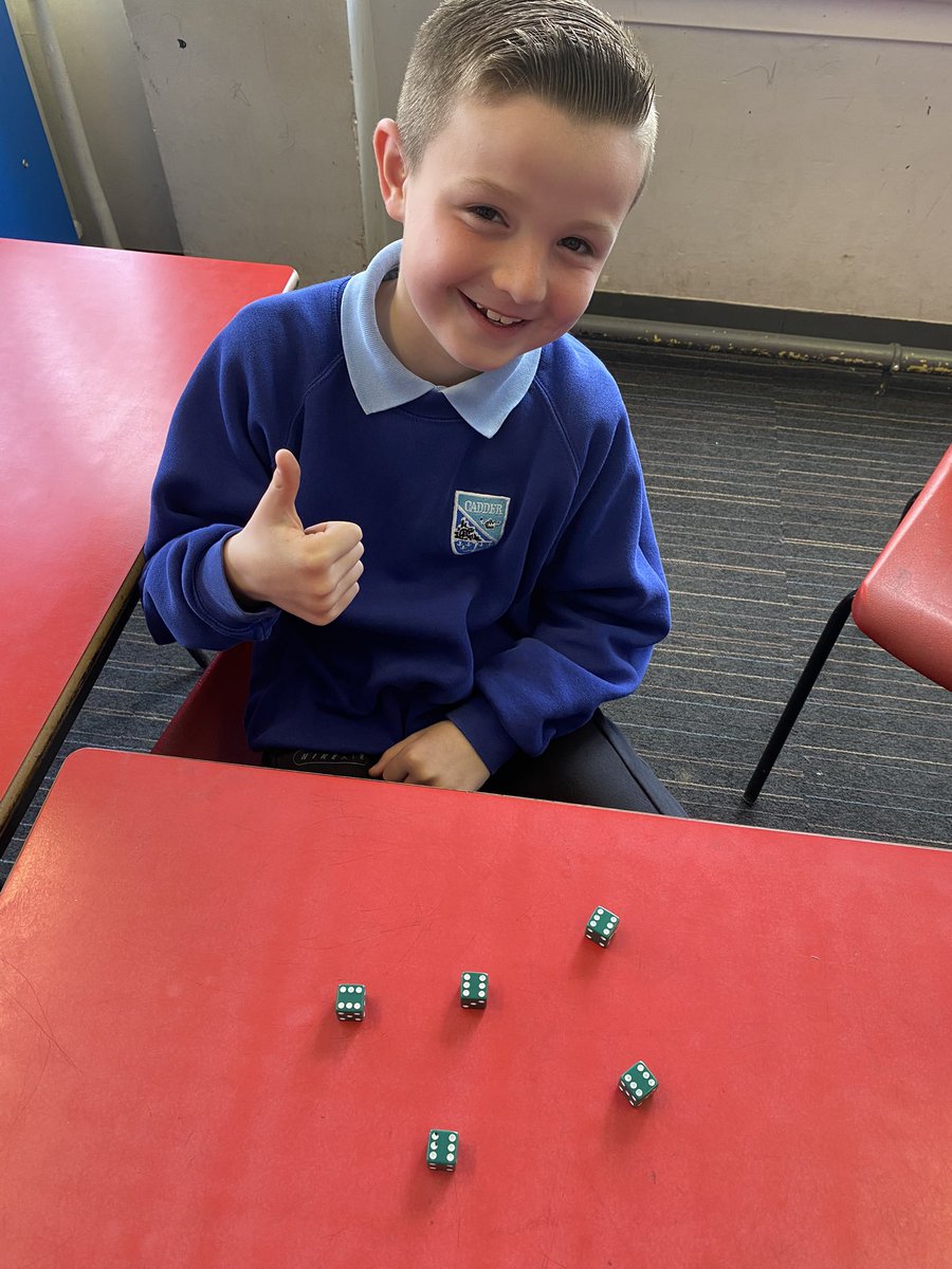 Primary 5/4 are learning about probability, chance and risk…here is someone rolling Yatzee on their first throw 🤯