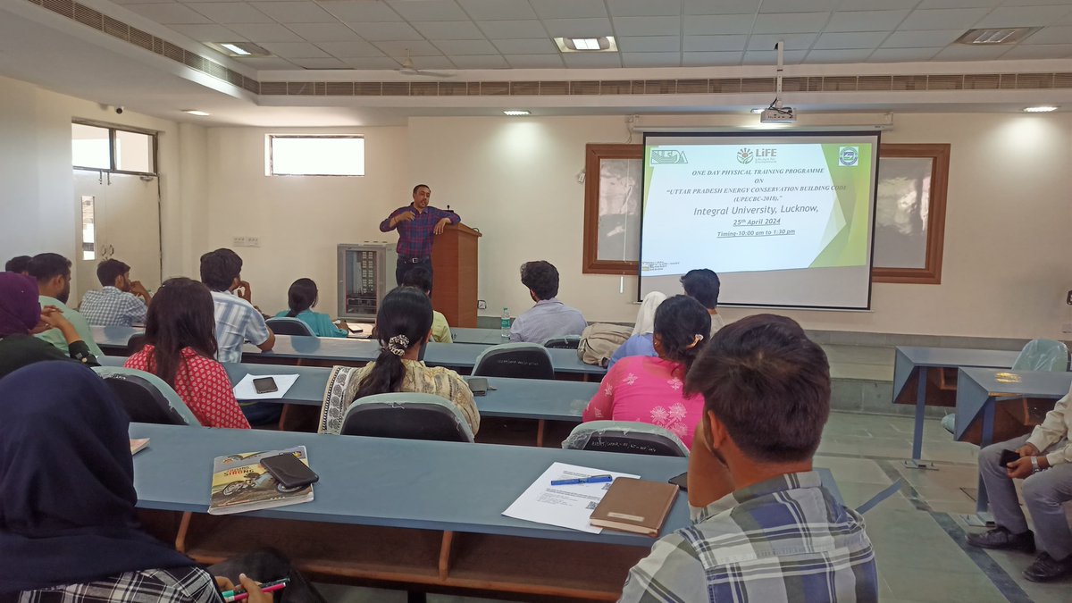 UPNEDA_Agency's tweet photo. Training program on the "Uttar Pradesh Energy Conservation Building Code (UPECBC)" conducted by EEB Cell, UPNEDA/ UPSDA for the Students and Faculties of Integral University, Lucknow on 25th April 2024.
#EEB_cell #EnergyEfficientBuilding #UPECBC #UPNEDA #UPSDA #TrainingProgram #UPNEDA_Agency
@CMOfficeUP
@aksharmaBharat
@isomendratomar
@ChiefSecyUP
@IASMaheshGupta
@MinOfPower
@UppclChairman
@RajKSinghIndia
@mnreindia
@UPNEDA_Agency
@beeindiadigital
@PetroleumMin
@Nise_Gurgaon
@SECI_Ltd
@IntegralUnilko