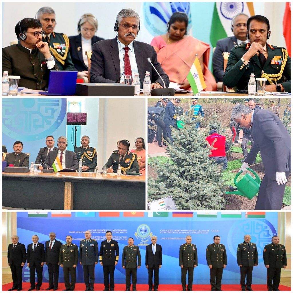 Defence Secretary Shri Giridhar Aramane participated in the Shanghai Cooperation Organisation (SCO) Defence Ministers’ meeting in Astana, Kazakhstan. During the meeting, a protocol was signed by the Defence Ministers of all SCO Member States. Details 👉 pib.gov.in/PressReleasePa…