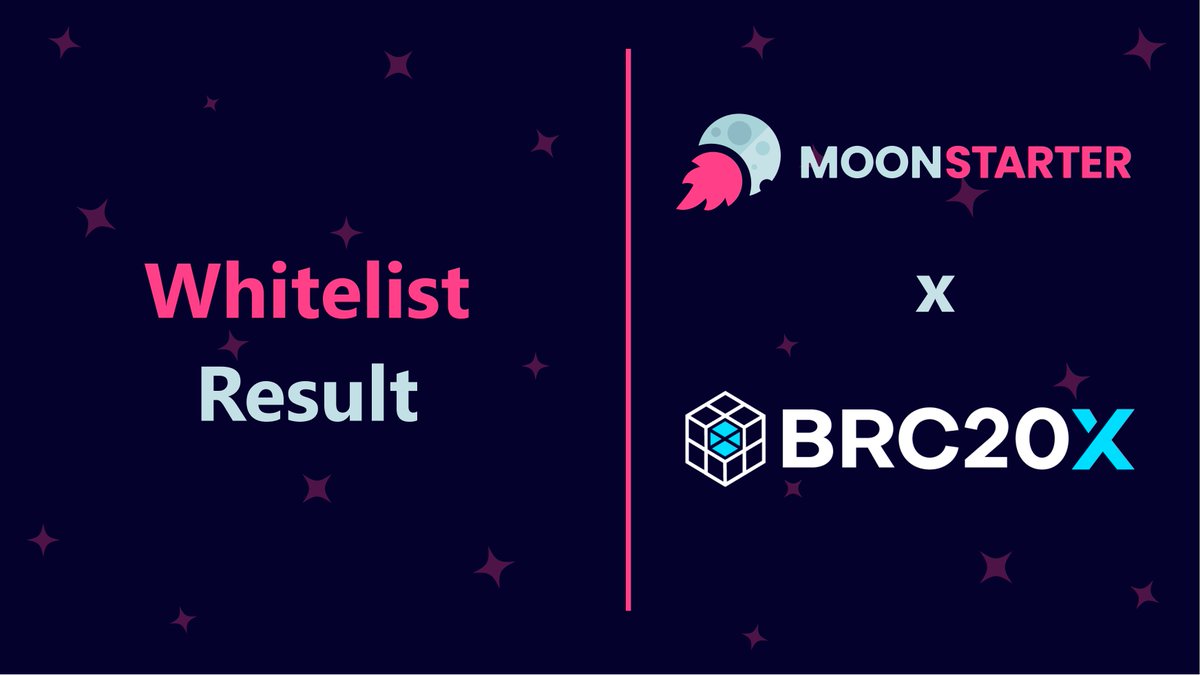 Dear Community, Please find here t.me/Moonstarterann… if you have been whitelisted for @brc20x_io IDO! We remind you that whitelisted wallets for the first pool are all the buyers of the private sale #BRC20X For the second pool the whitelisted wallets are: 1) The…