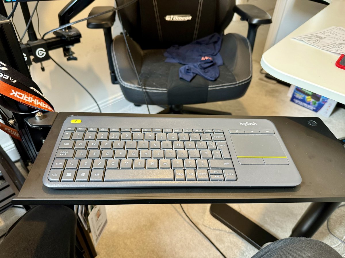 Quality of life post: @GTOmegaRacing keyboard tray finally installed 👌 No more scrabbling for (and dropping) my keyboard!