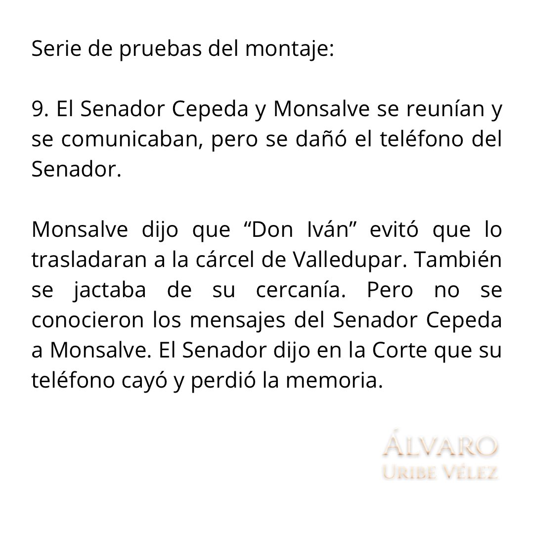 Serie de pruebas del montaje: 9. El Senador Cepeda y Monsalve se reunían y se comunicaban, pero se dañó el teléfono del Senador.
