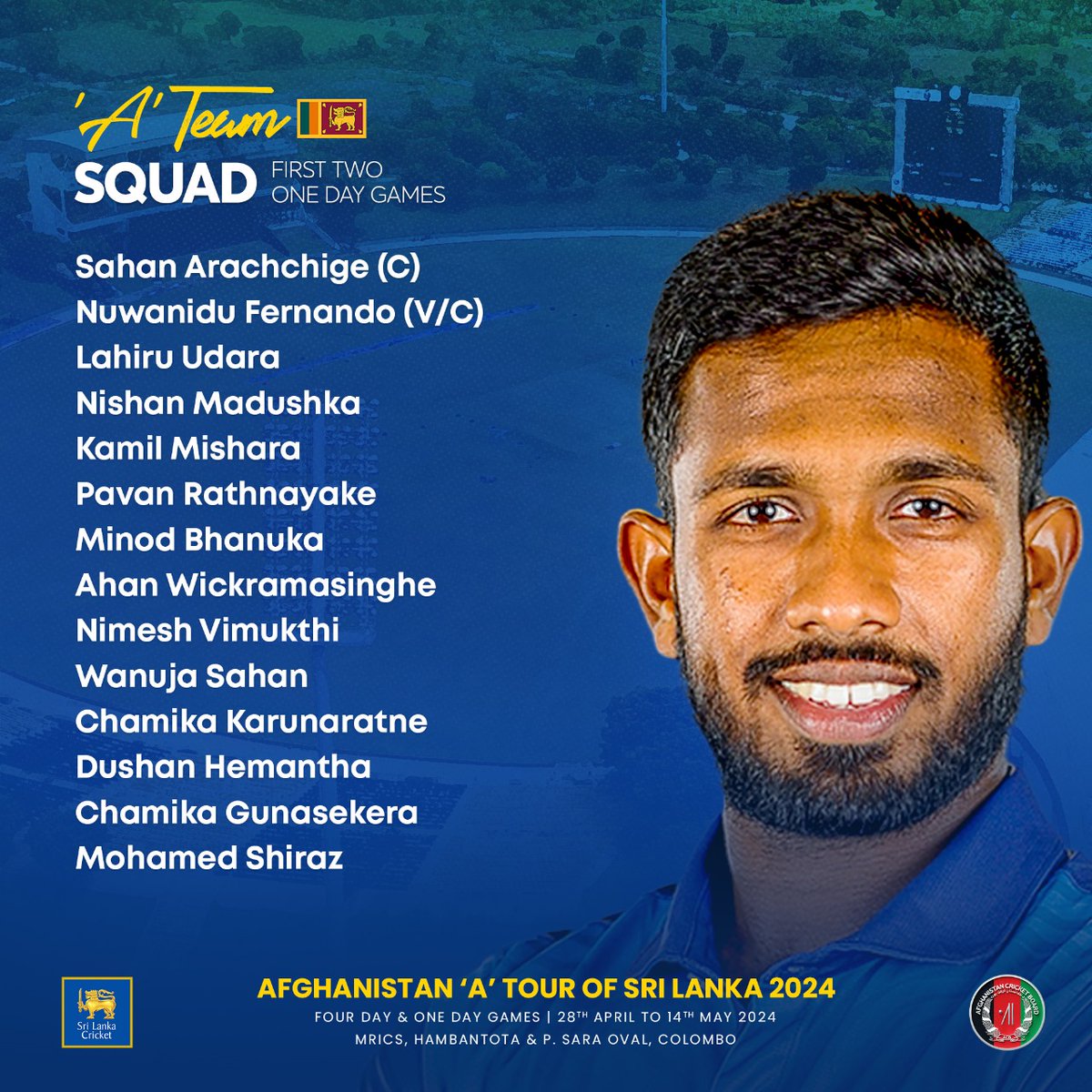 14-Member Sri Lanka 'A' Team Selected for First Two ODIs Against Afghanistan 'A' Team. 

#SLATeam #SLvAFG