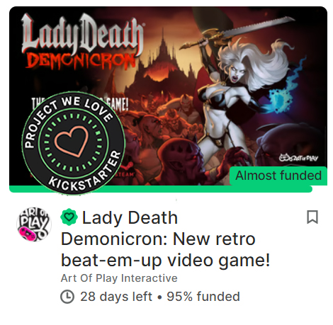 We're almost there! 95% Funded! Million thanks to everybody!! #ladydeath #indiegame #kickstarter #gaming #beatemup