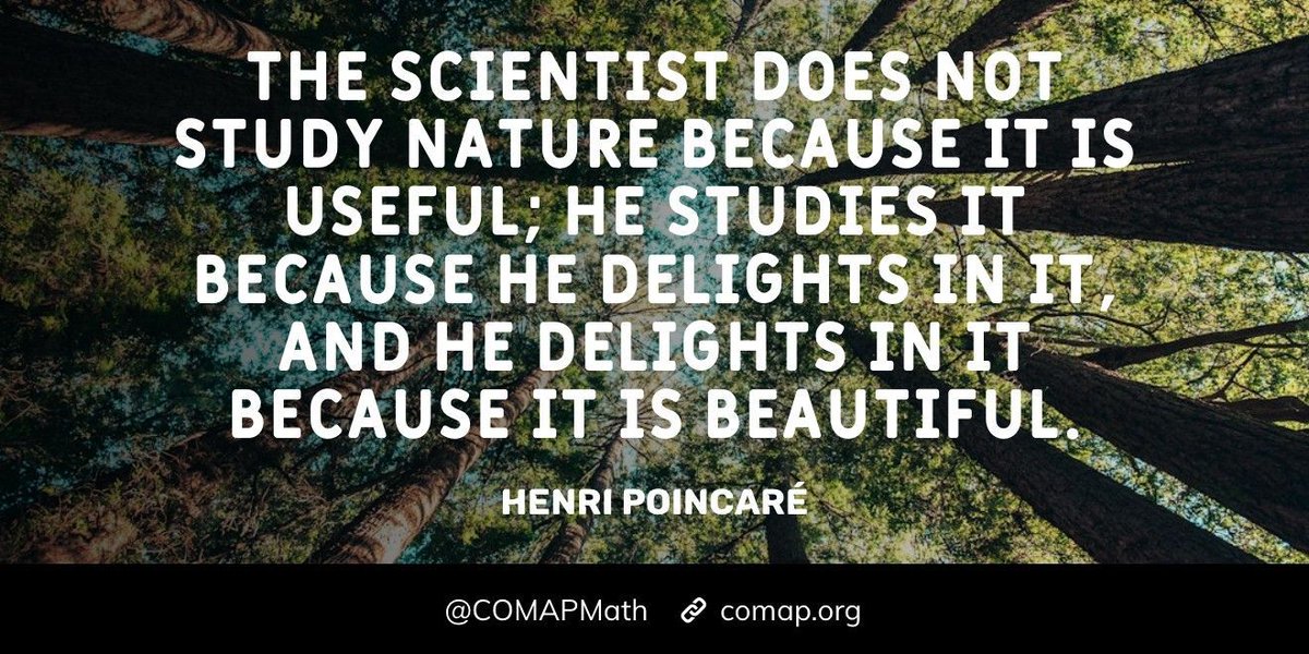 “The scientist does not study nature because it is useful; he studies it because he delights in it, and he delights in it because it is beautiful.” - Henri Poincaré

Want more math quotes? Click here: buff.ly/3vizbzj 
 
#quotes #mathquotes #mathteacher #mathstudent #math