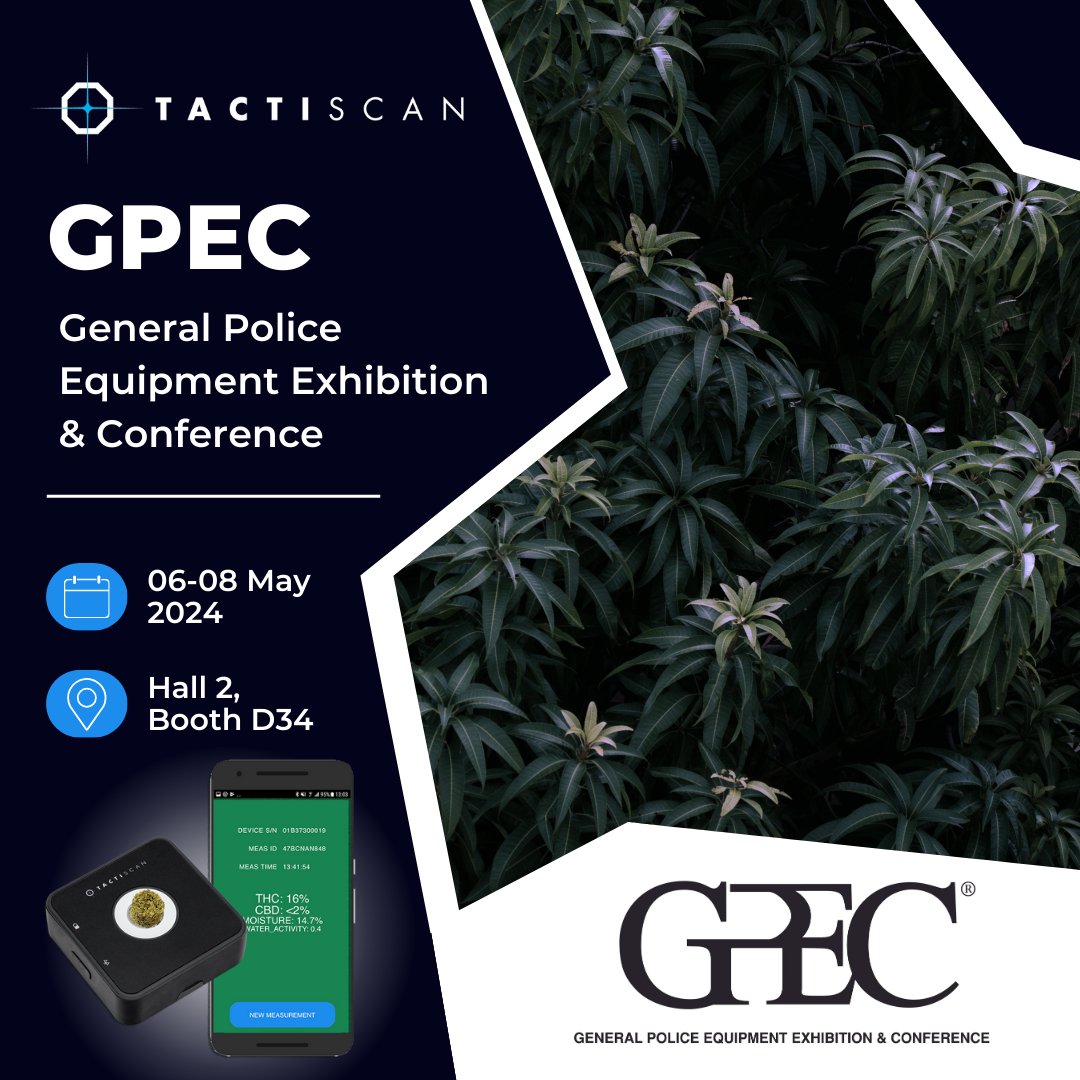 TactiScan's tweet image. GPEC is an international platform for internal security and law enforcement and will take place from 6-8 May in Leipzig/Germany. Drop by at booth D34 and discover our mobile and reusable #thc and #narcotics scanner!
🔬👮🏻‍♀️

#police #drugscreening #dea #btm #behoerdennews #cannabis