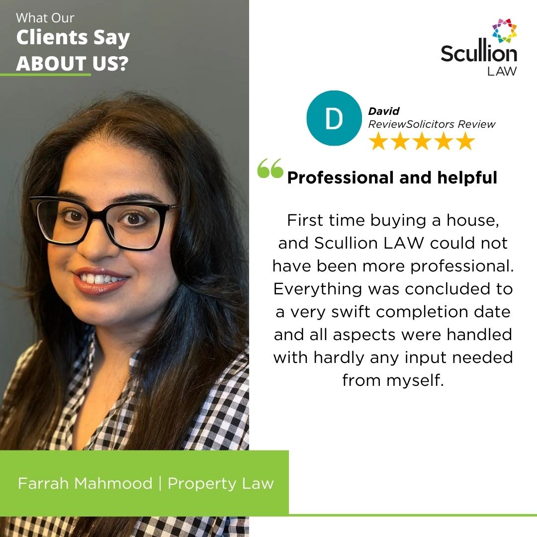 A brilliant 5-star review for Associate Director Farrah Mahmood in our Property Law department. 
Buying or selling? Let us do all the hard stuff, so you can focus on your new chapter. Contact us now: scullionlaw.com/property-law/e…

#FirstTimeBuyer #Conveyancing #HomeSelling