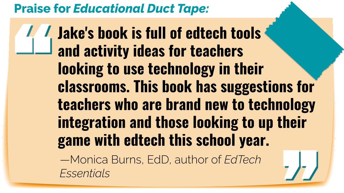 'Jake's book is full of #edtech tools and activity ideas for teachers looking to use technology in their classrooms.'

Having these words come from the amazing @ClassTechTips means so much to me!

#EduDuctTape 📖  amzn.to/41AoiUV
#EduTech #Edu #EduTwitter #TOSAChat