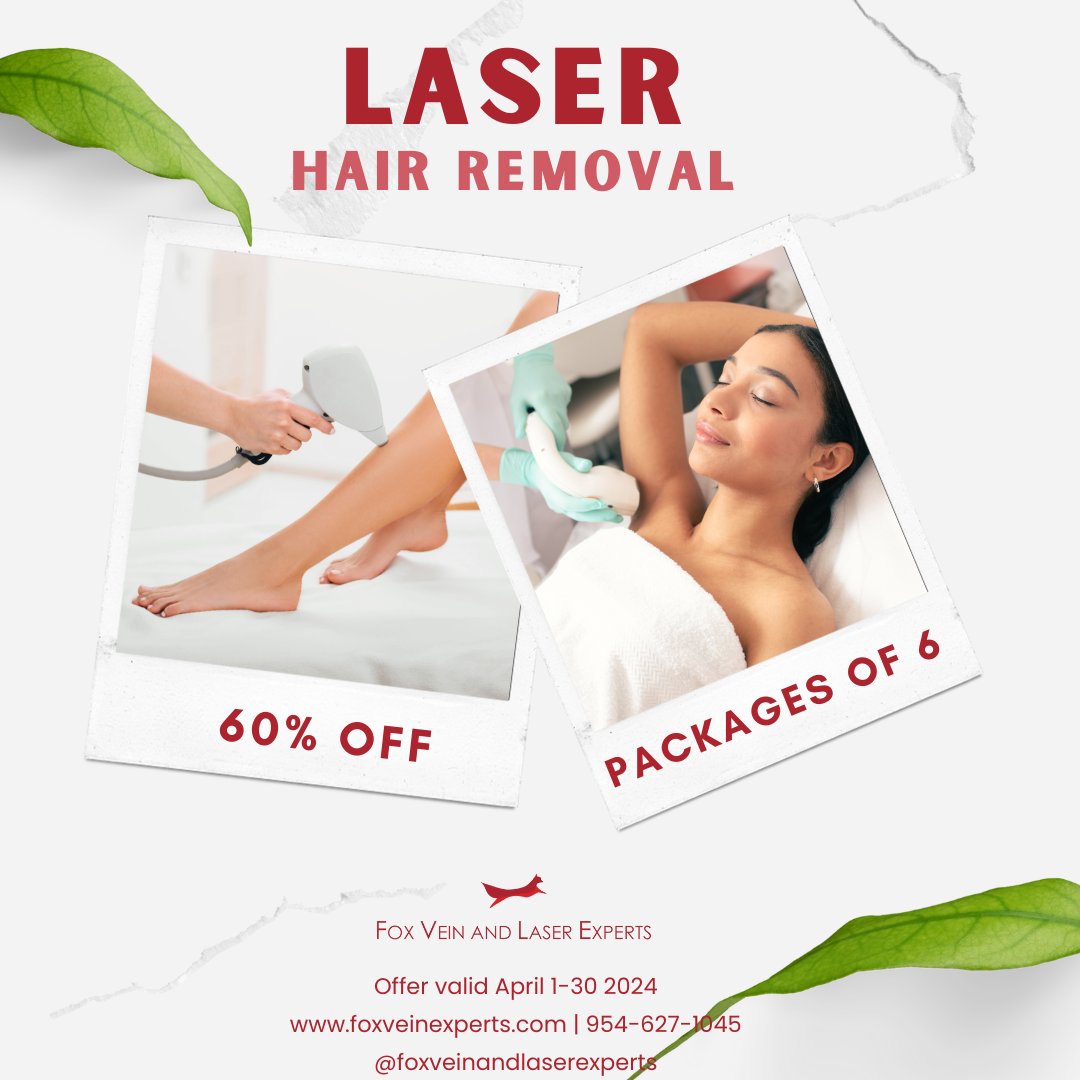 Tired of the endless cycle of shaving and waxing? #Laserhairremoval makes those #beautyroutines a thing of the past. Packages of six are 60% off. You can't beat this deal! Book now and treat yourself to the luxury of effortless grooming and flawless results.