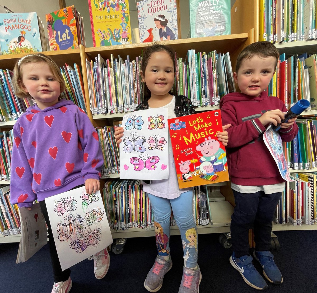 The winners of this week's colouring competition at Tory Top Library were Zach, Grace, and Aoife! 🎨🖌️ Come along to Storytime at Tory Top Library every Saturday at 2.15 p.m. Alice entertains with enchanting stories, followed by the ever-popular Colouring Competition.