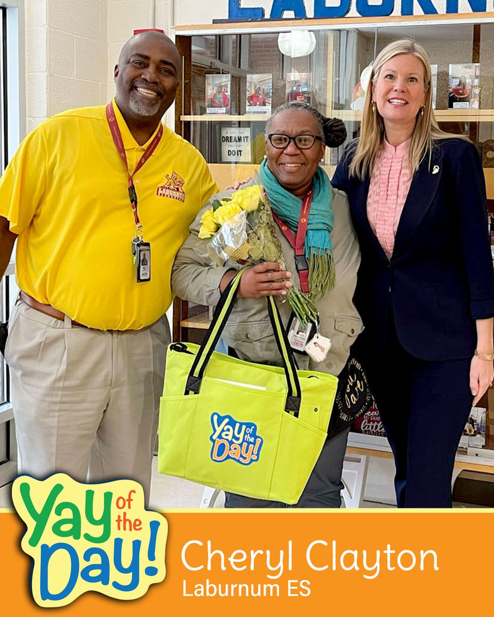 YAY CHERYL CLAYTON! The instructional assistant at Laburnum E.S. is today's 'Yay of the Day' honoree! Superintendent Amy Cashwell honored her at Laburnum. 🙌 “She is an ANGEL on Earth.' • No. 54 in a series. See previous 'Yay of the Day' honorees at henricoschools.us/page/yay-of-th….