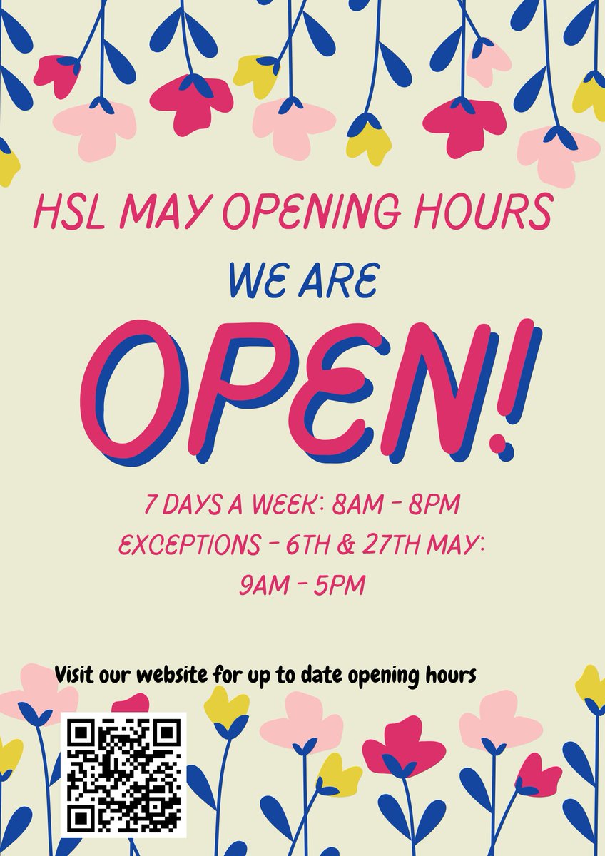 Our opening hours will be a little different on the upcoming May bank holiday Mondays! We will still be open between 9am and 5pm on the 6th and 27th of May and look forward to seeing you! 😊⏰📚🧩✏️ @UHSFT @UoS_Medicine
