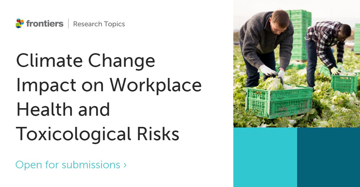Toxicological risks in various work environments are increasing. This #SafeDay2024 we are bringing together researchers to make the latest findings on this complex problem #OpenAccess Consider submitting your work here: fro.ntiers.in/ClimateImpact