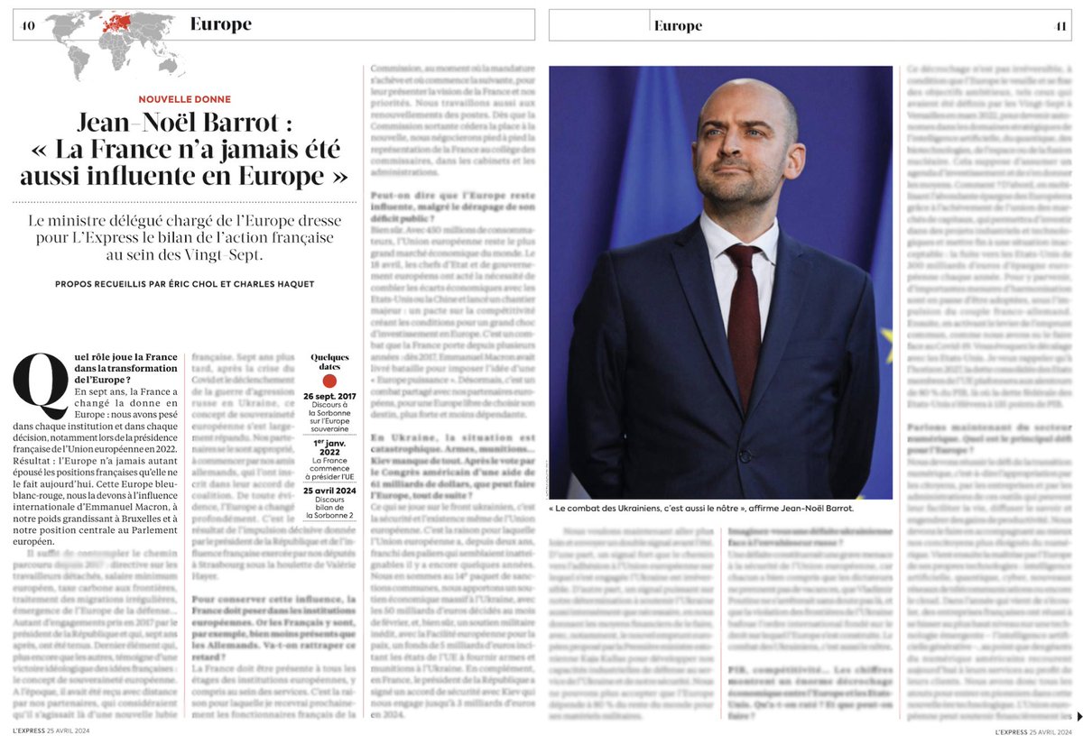 « La France n’a jamais été aussi influente en Europe »

🗞️ Au lendemain du discours de la Sorbonne, je dresse pour <a href="/LEXPRESS/">L'Express</a> le bilan de l’action française au sein de l’Union européenne. ⤵️

lexpress.fr/monde/europe/j…