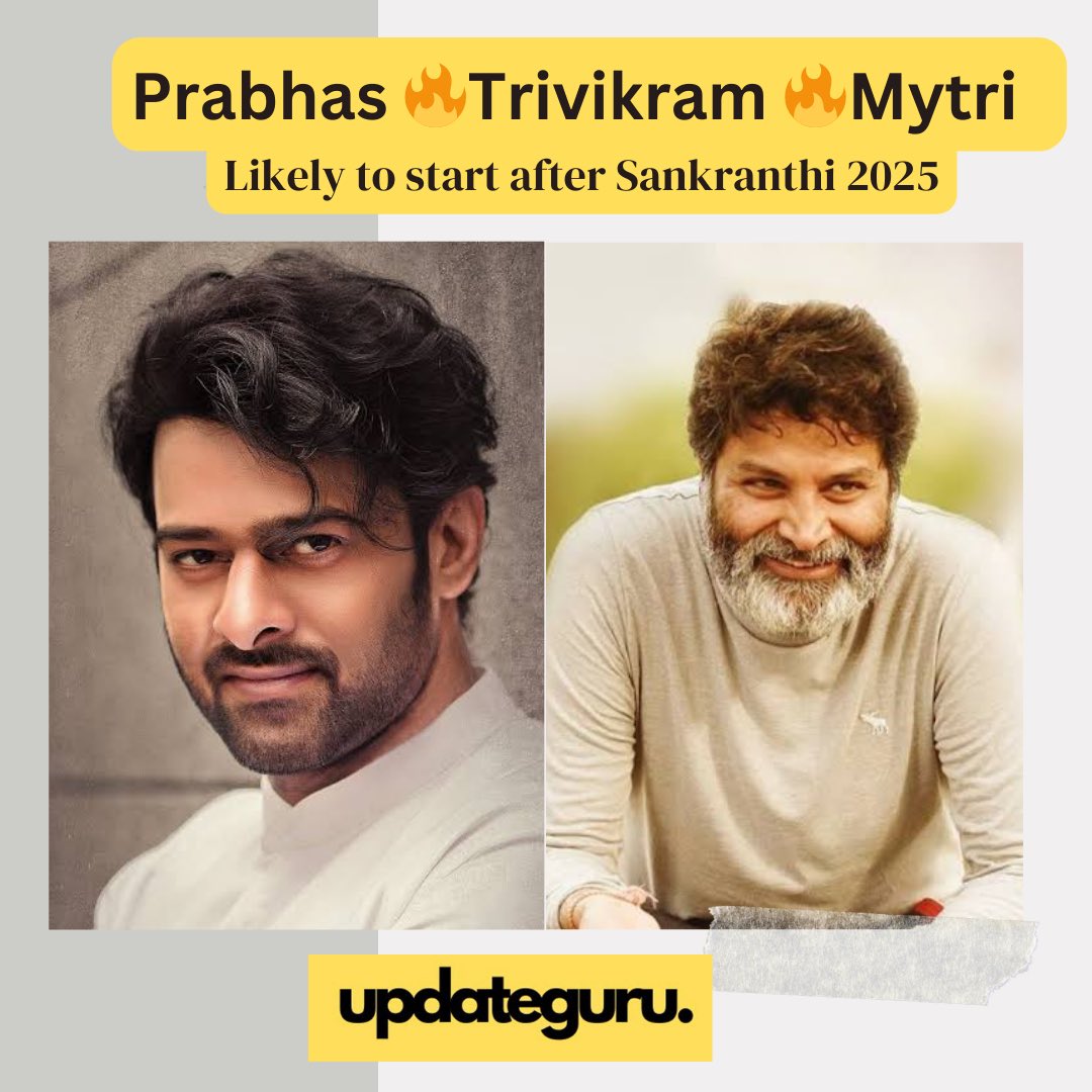 Exciting news! 🌟 Prabhas, Trivikram, and Mythri Movie Makers are in discussions for a project likely to start post Sankranthi 2025. This collaboration is going to be epic! 🎬 #Prabhas #Trivikram #Mythrimoviemakers #Sankranthi2025 # Panindia #Updateguru