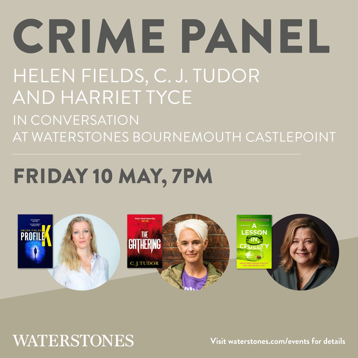 Thrilled to share that the brilliant @helen_fields will be joining @cjtudor and @harriet_tyce @Waterstonesbmth for an exclusive Crime Panel on May 10th! Don't miss out on gripping tales and behind-the-scenes insights ow.ly/w9QK50RnOni