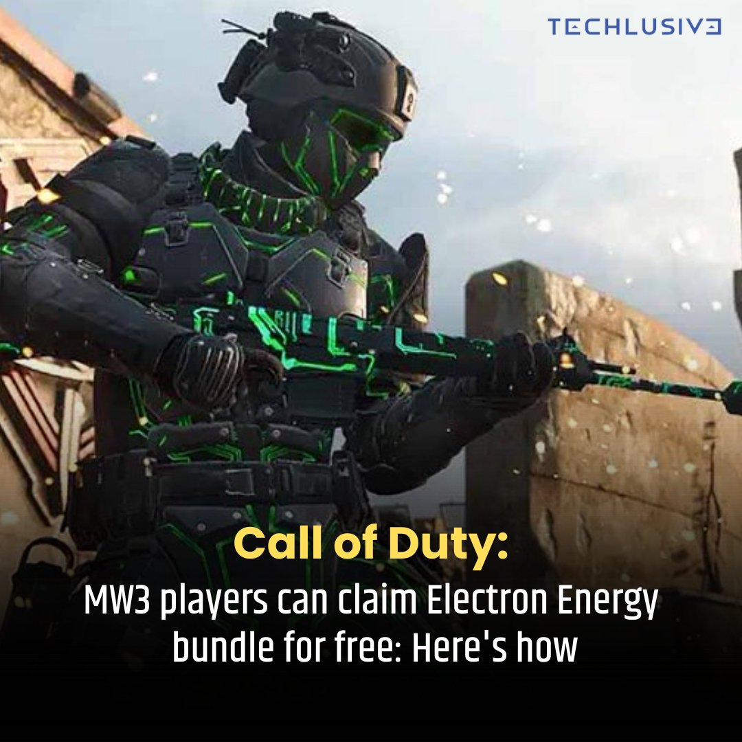 TechlusiveOFCL's tweet photo. Call of Duty: Modern Warfare 3 players can claim the Electron Energy bundle for free using their Prime Gaming account.
Full Story: https://t.co/2OGQKWqCmP
#callofdutymw3 #games #gamesupdates #techlusive #TechNews https://t.co/pMVY2MP98E
